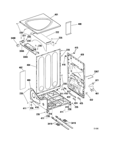 CABINET Diagram and Parts List for UPVH880EJ0MV  General Electric Dryer