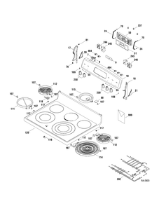 CONTROLS & COOKTOP Diagram and Parts List for JCBP83HP1WW  General Electric Range
