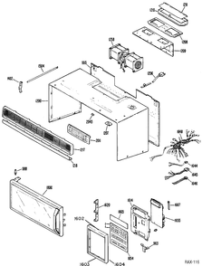 CASE, DOOR & CONTROLS Diagram and Parts List for JVM190CH01  General Electric Microwave