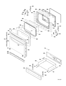 DOOR-DRAWER Diagram and Parts List for JCGB600DET1WW  General Electric Range