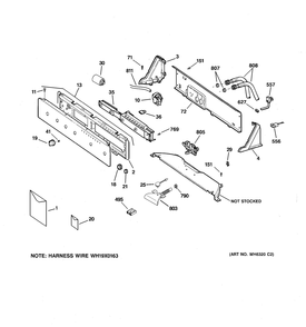 CONTROLS & BACKSPLASH Diagram and Parts List for EWA6500DCWW  General Electric Washer