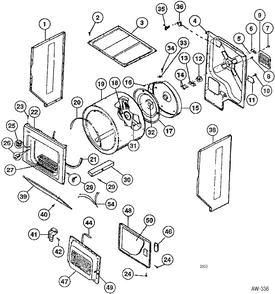 CABINET DRUM Diagram and Parts List for WSM2700RCWWH  General Electric Washer