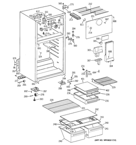 CABINET Diagram and Parts List for 38341FBMERWW  General Electric Refrigerator