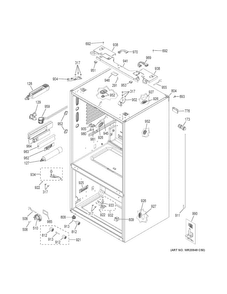 Case Parts Diagram and Parts List for CYE22USHKSS  General Electric Refrigerator