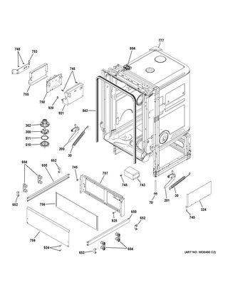 Body Parts Diagram and Parts List for QDT125SSL0SS  General Electric Dishwasher