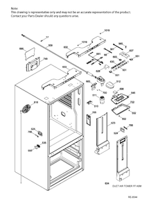 FUNCTIONAL PARTS FF Diagram and Parts List for PNE25JMKBKES  General Electric Refrigerator