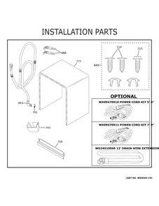 Installation Parts Diagram and Parts List for GDF535PGR0CC  General Electric Dishwasher