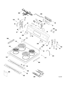 CONTROLS & COOKTOP Diagram and Parts List for RCBS787WJ4WW  General Electric Range