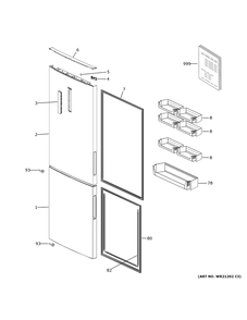 Doors Diagram and Parts List for HRB15N3BBGS  General Electric Refrigerator
