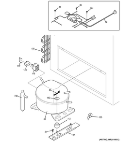 Machine Compartment Diagram and Parts List for FCM16DJBWW  General Electric Freezer