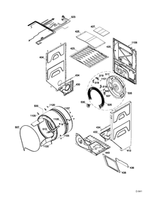 CABINET & DRUM DRYER Diagram and Parts List for GUAP240EM4WW  General Electric Washer