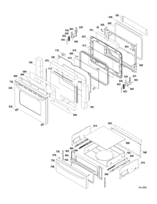 DOOR-DRAWER Diagram and Parts List for JCBP81SP2SS  General Electric Range