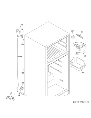 Ice Maker Diagram and Parts List for GIE21GMLCES  General Electric Refrigerator