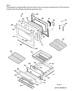 DOOR & DRAWER PARTS Diagram and Parts List for CC2S985SET5SS  General Electric Range