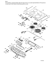 CONTROL PANEL & COOKTOP Diagram and Parts List for JCS860SF3SS  General Electric Range