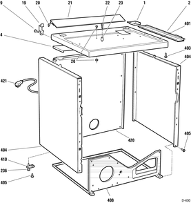 CABINET Diagram and Parts List for DE08-CA2  General Electric Dryer