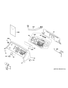 Controls And Backsplash Diagram and Parts List for GTW685BSL6WS  General Electric Washer