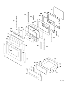DOOR-DRAWER Diagram and Parts List for JCBP350ST1SS  General Electric Range
