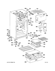 CABINET Diagram and Parts List for 38341FBMFRWW  General Electric Refrigerator