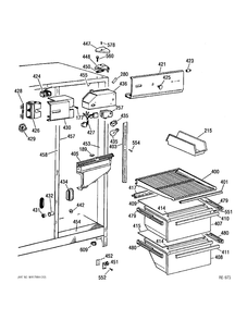 REFRIGERATOR SECTION Diagram and Parts List for 39730  General Electric Refrigerator