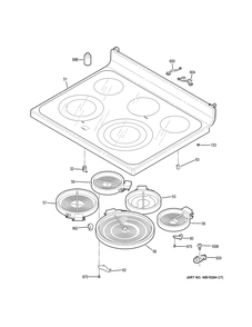 Cooktop Diagram and Parts List for JB755FJ6DS  General Electric Range