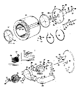 Drum, Heater, Blower & Drive Assembly Diagram and Parts List for DDE058DGAL  General Electric Dryer