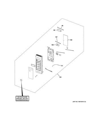 Control Parts Diagram and Parts List for CVM517P3M1D1  General Electric Microwave
