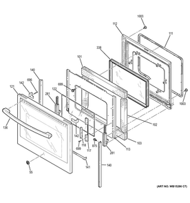 Door Diagram and Parts List for JB750DF3CC  General Electric Range
