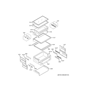 Fresh Food Shelves Diagram and Parts List for ZISS420DNMSS  General Electric Refrigerator