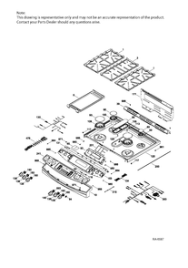 CONTROL PANEL & COOKTOP Diagram and Parts List for PC2S910SEF3SS  General Electric Range