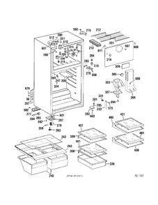 CABINET Diagram and Parts List for KTS18KBRFRWW  General Electric Refrigerator
