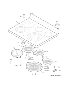 Cooktop Diagram and Parts List for PB980SJ1SS  General Electric Range
