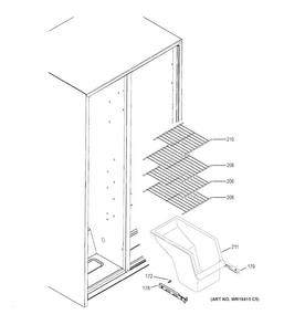 Freezer Shelves Diagram and Parts List for GSE22ESHDSS  General Electric Refrigerator
