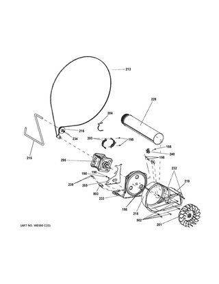 Blower & Motor Diagram and Parts List for GFV40ESCM0WW  General Electric Dryer
