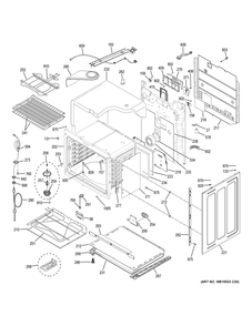 Lower Oven Diagram and Parts List for PS960YP1FS  General Electric Range