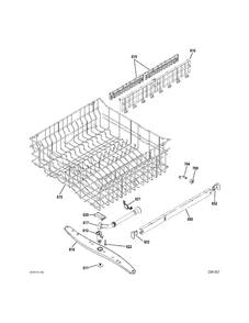 UPPER RACK Diagram and Parts List for GDWF106V00WW  General Electric Dishwasher