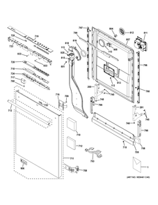 ESCUTCHEON & DOOR ASSEMBLY Diagram and Parts List for ZDT800SSF5SS  General Electric Dishwasher