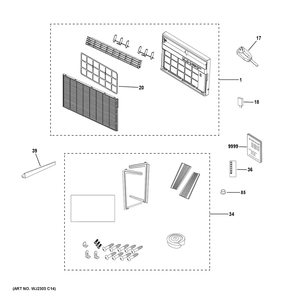 Room Air Conditioner Diagram and Parts List for AWCS14WWA1  General Electric Air Conditioner