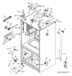 Case Parts Diagram and Parts List for PYE22PSHCSS  General Electric Refrigerator