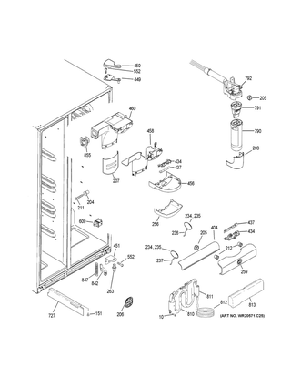 Fresh Food Section Diagram and Parts List for GSS23GGKKCWW  General Electric Refrigerator