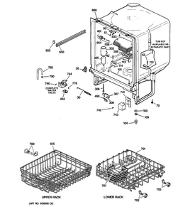 Body Parts Diagram and Parts List for GSM2100G20CC  General Electric Dishwasher