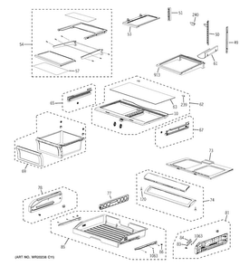 Fresh Food Shelves Diagram and Parts List for PFSS6PKXFSS  General Electric Refrigerator