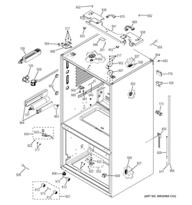 Case Parts Diagram and Parts List for GNE29GGHCWW  General Electric Refrigerator