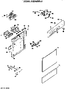 Front/control Panel Diagram and Parts List for GSD490M-01  General Electric Dishwasher