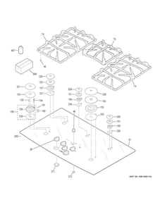Control Panel & Cooktop Diagram and Parts List for JGP970BEK6BB  General Electric Cooktop