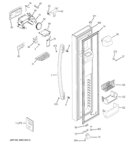 Freezer Door Diagram and Parts List for PZS25KSECFSS  General Electric Refrigerator