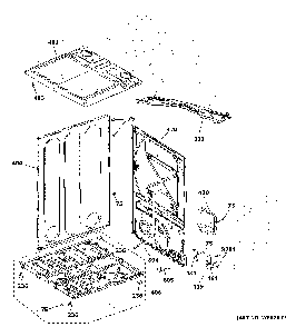 Cabinet And Top Panel Diagram and Parts List for VTD52EASR0WB  General Electric Dryer