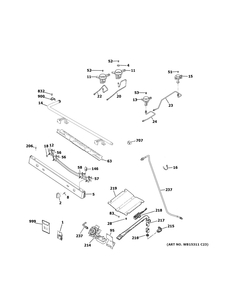 Gas And Burner Parts Diagram and Parts List for JGBS60DEK6BB  General Electric Range