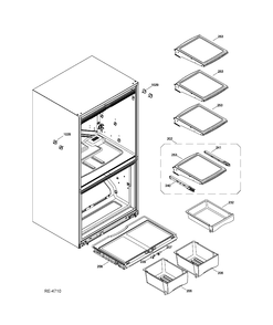 FF SHELVES Diagram and Parts List for GDRC3KBYCRWW  General Electric Refrigerator