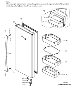 FF DOOR - RH Diagram and Parts List for PYE22PSHISS  General Electric Refrigerator